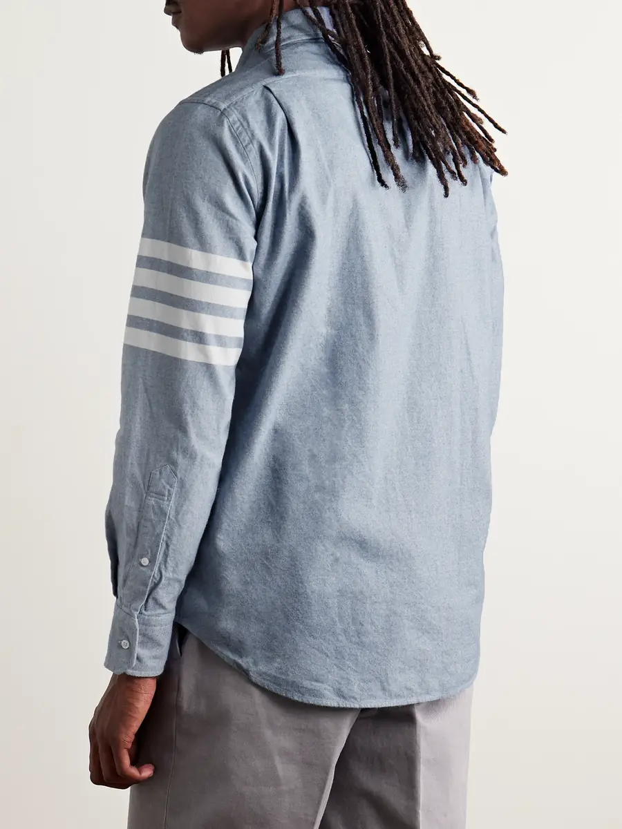 Thom Browne Button-Down Collar Striped Cotton-Flannel Shirt - Men | Thumbnail 4 Thom Browne Button-Down Collar Striped Cotton-Flannel Shirt - Men | Thumbnail 4