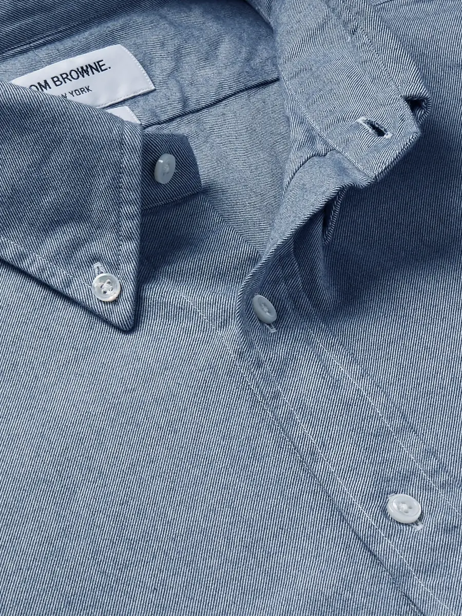 Thom Browne Button-Down Collar Striped Cotton-Flannel Shirt - Men | Thumbnail 5 Thom Browne Button-Down Collar Striped Cotton-Flannel Shirt - Men | Thumbnail 5