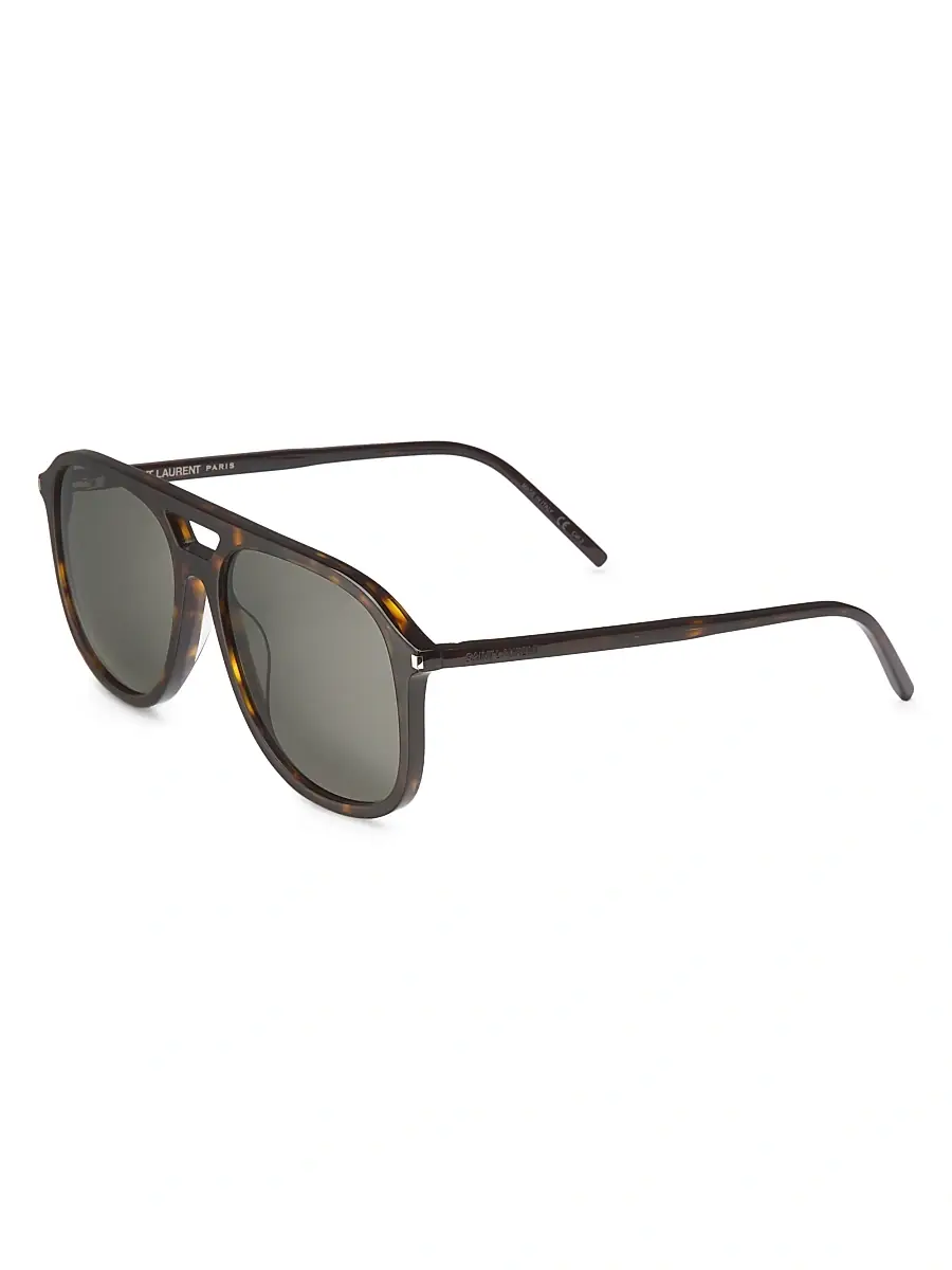 Saint Laurent Men's 58MM Pilot Sunglasses - Avana | Thumbnail 2 Saint Laurent Men's 58MM Pilot Sunglasses - Avana | Thumbnail 2