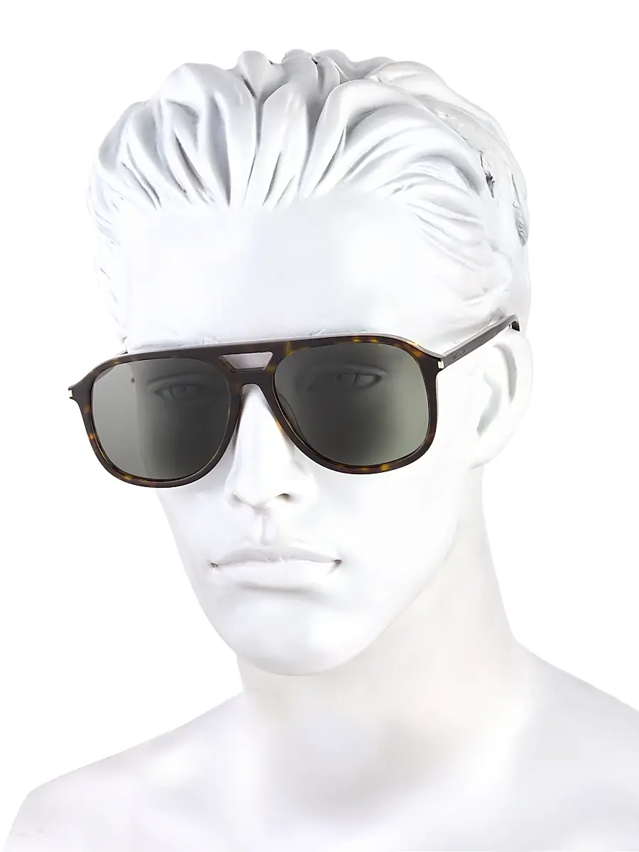 Saint Laurent Men's 58MM Pilot Sunglasses - Avana | Thumbnail 4 Saint Laurent Men's 58MM Pilot Sunglasses - Avana | Thumbnail 4