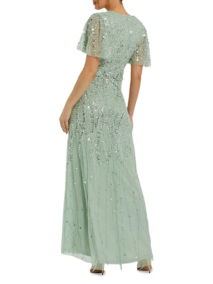 Mac Duggal Women's Sequined Beaded Tulle Gown | Thumbnail 2 Mac Duggal Women's Sequined Beaded Tulle Gown | Thumbnail 2