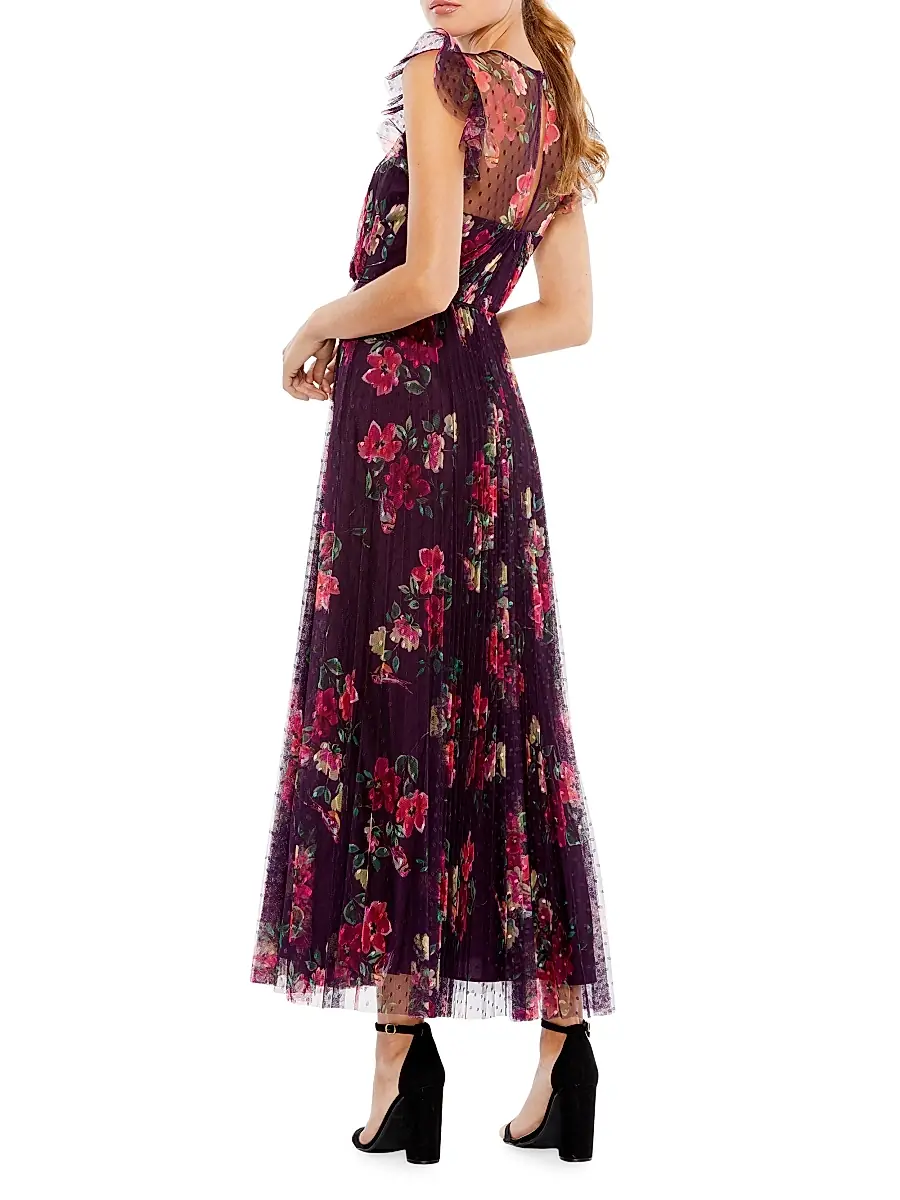Mac Duggal Women's Ieena Cap Sleeve Floral A-Line Dress | Thumbnail 2 Mac Duggal Women's Ieena Cap Sleeve Floral A-Line Dress | Thumbnail 2