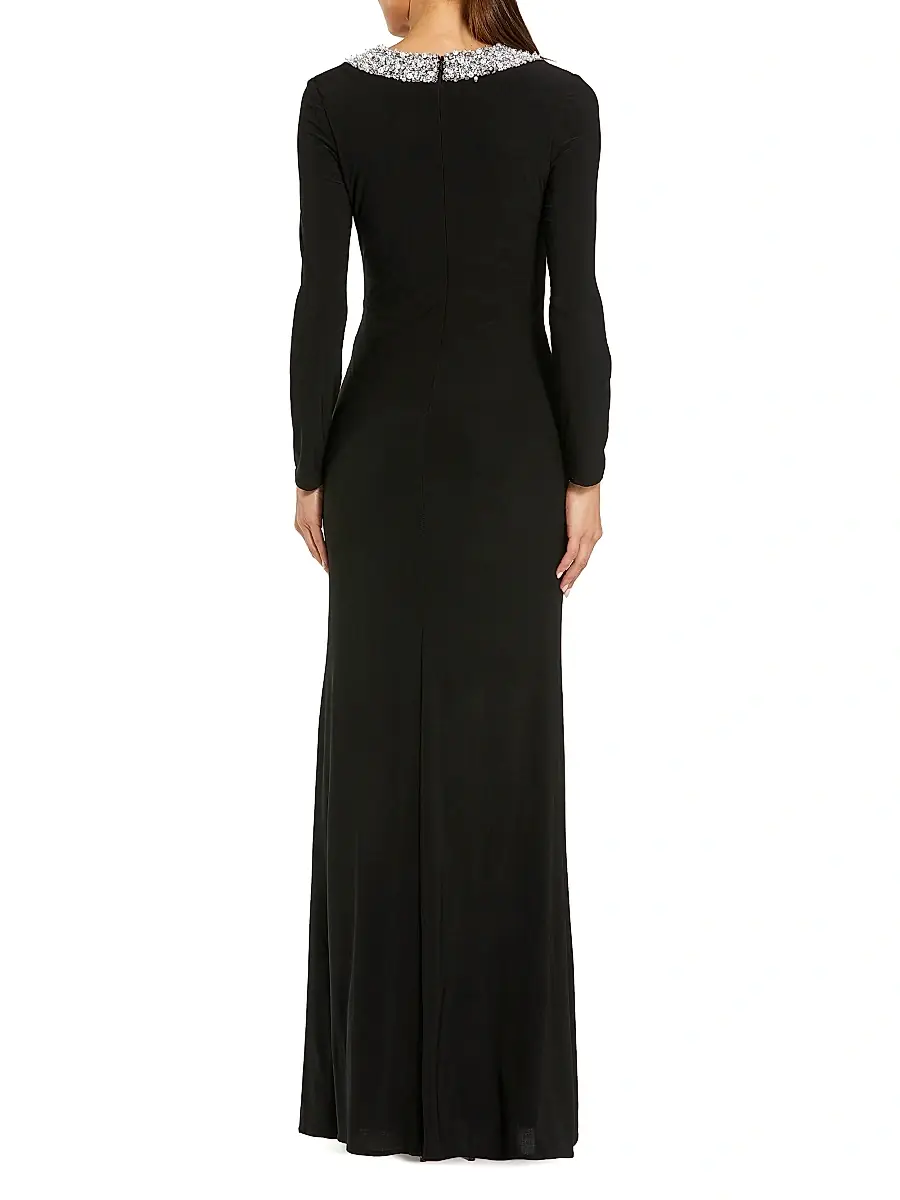 Mac Duggal Women's Beaded Jersey Long-Sleeve Gown | Thumbnail 2 Mac Duggal Women's Beaded Jersey Long-Sleeve Gown | Thumbnail 2