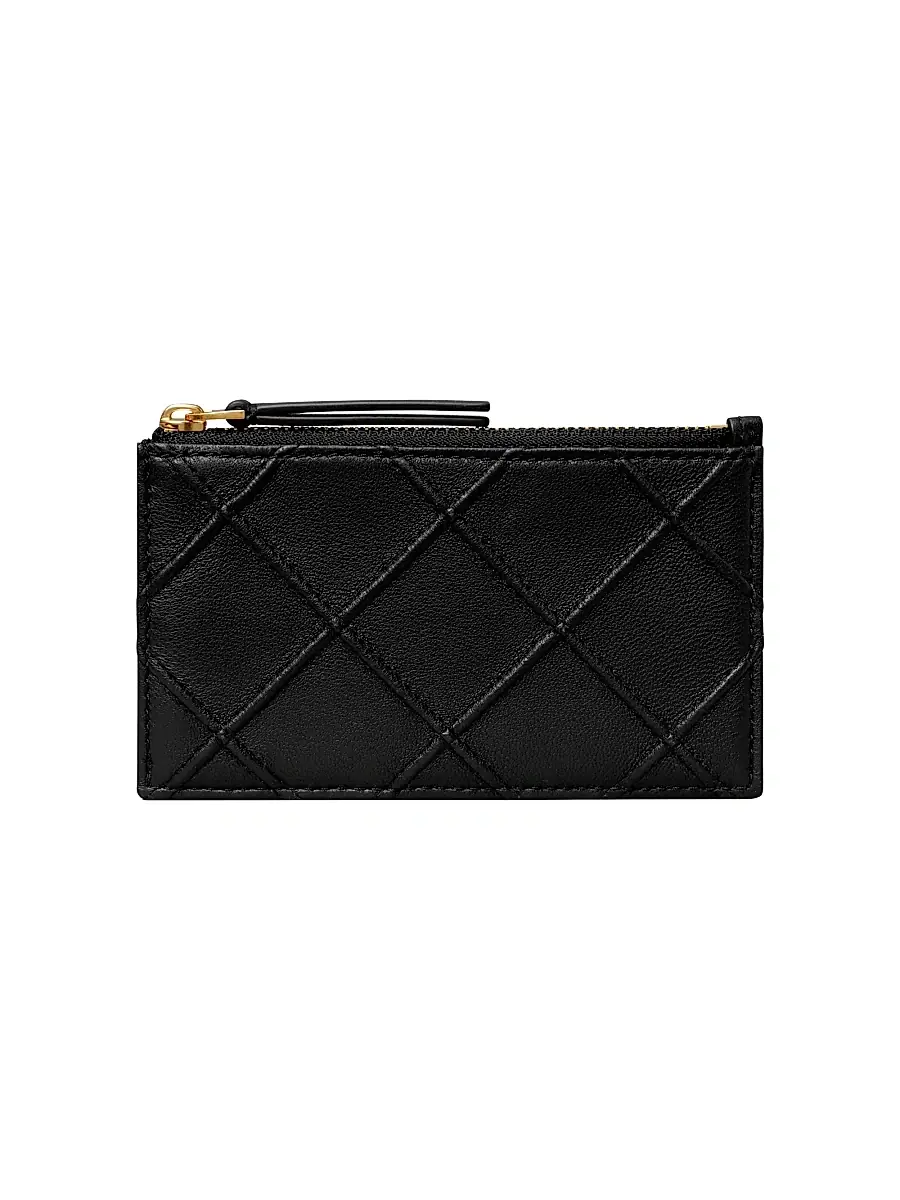 Tory Burch Women's Fleming Leather Card Case - Black | Image 1 Tory Burch Women's Fleming Leather Card Case - Black | Image 1