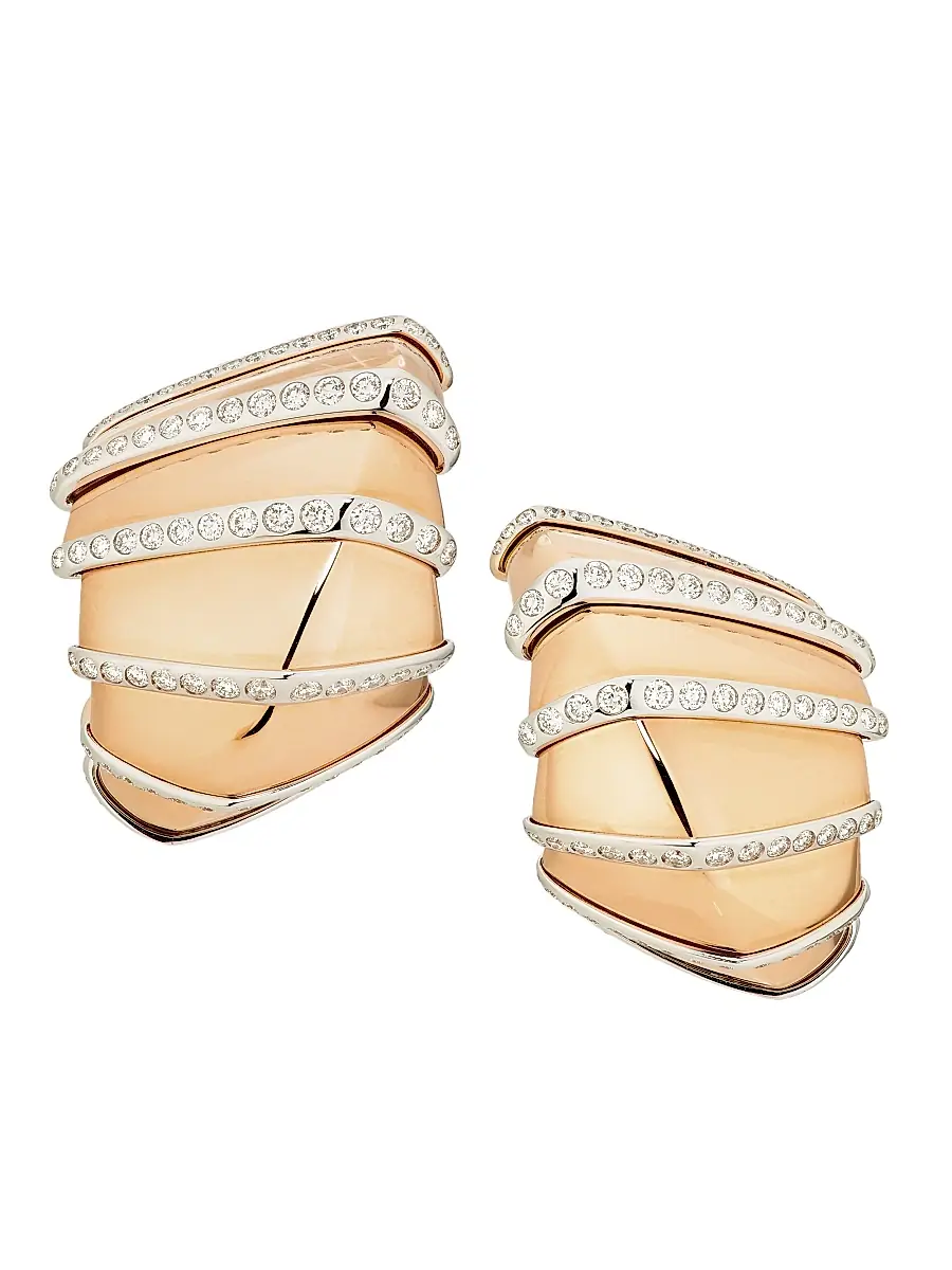 Women's Ardis Two-Tone 18K Gold & 1.45 TCW Diamond Clip-On Earrings