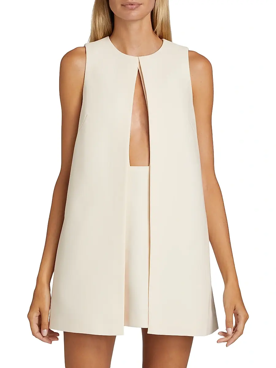 Brandon Maxwell Women's The Cory Split-Front Crêpe Minidress | Thumbnail 3 Brandon Maxwell Women's The Cory Split-Front Crêpe Minidress | Thumbnail 3
