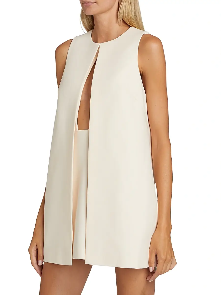 Brandon Maxwell Women's The Cory Split-Front Crêpe Minidress | Thumbnail 4 Brandon Maxwell Women's The Cory Split-Front Crêpe Minidress | Thumbnail 4