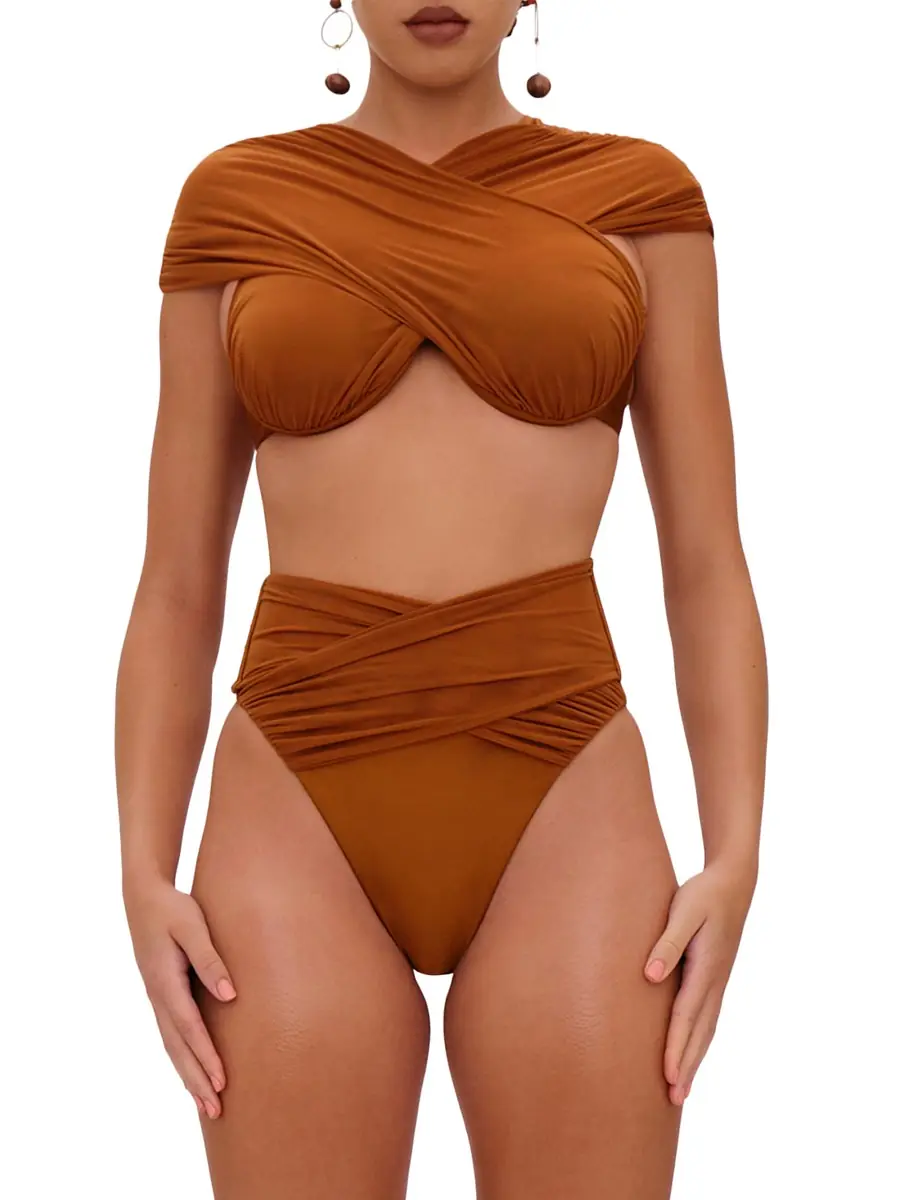 Andrea Iyamah Women's Ubu Cross-Over Bikini Top - Sand | Thumbnail 2 Andrea Iyamah Women's Ubu Cross-Over Bikini Top - Sand | Thumbnail 2