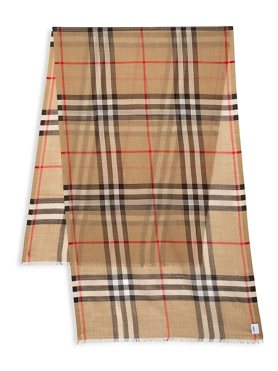 Burberry Women's Giant Check Wool-Silk Gauze Scarf | Thumbnail 3 Burberry Women's Giant Check Wool-Silk Gauze Scarf | Thumbnail 3