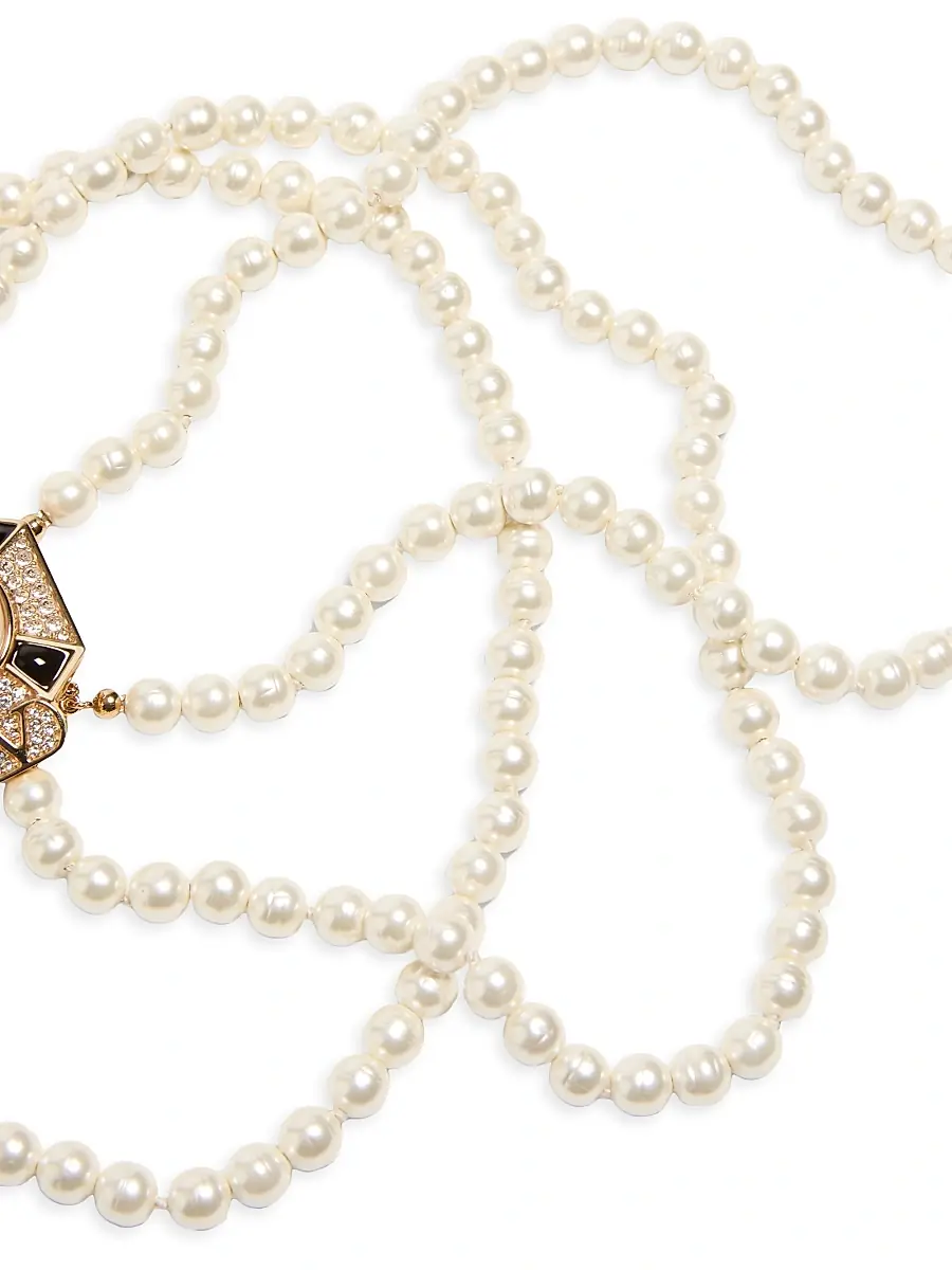 Valentino Women's Pas Plus Necklace in Metal, Enamel, Resin, Pearls and Swarovski Crystals - White | Thumbnail 5 Valentino Women's Pas Plus Necklace in Metal, Enamel, Resin, Pearls and Swarovski Crystals - White | Thumbnail 5