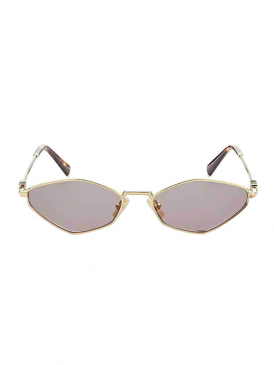 Miu Miu Women's 56MM Geometric Sunglasses - Gold Lightbrown | Thumbnail 2 Miu Miu Women's 56MM Geometric Sunglasses - Gold Lightbrown | Thumbnail 2