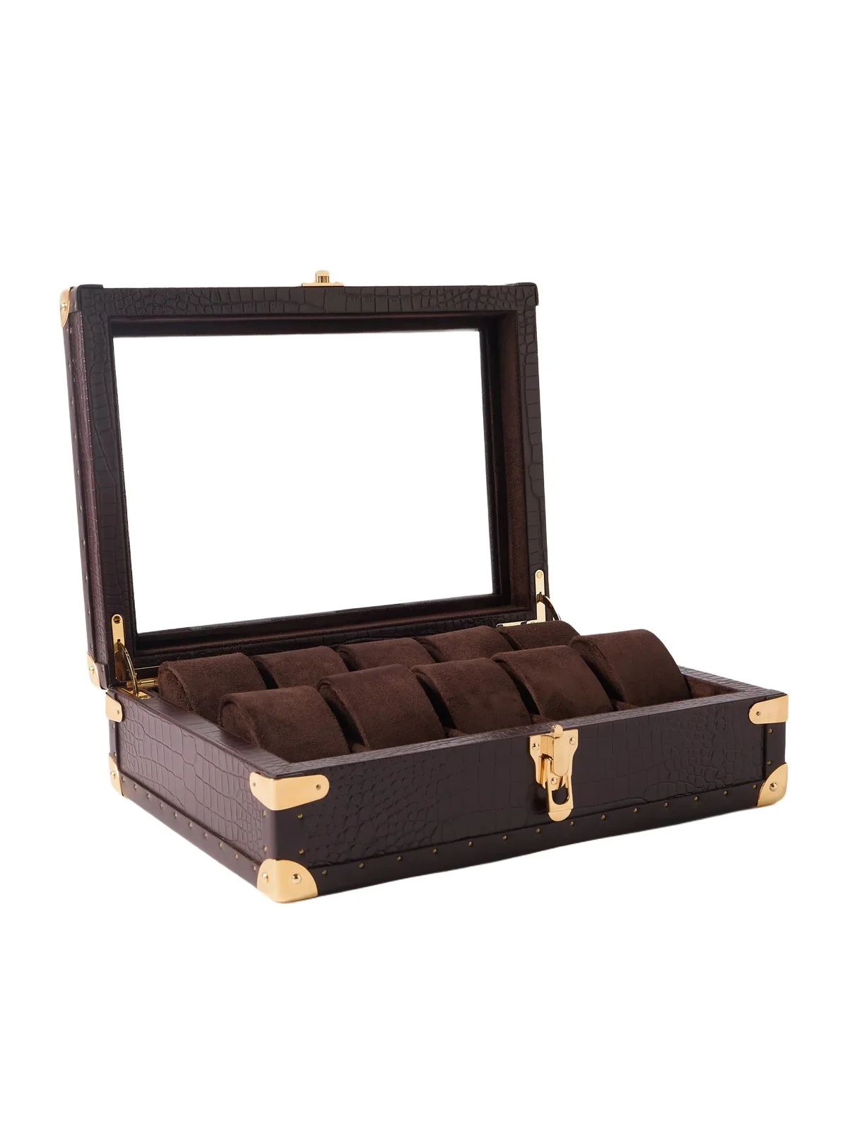 10-Piece Croc-Effect Leather Watch Box - Men 10-Piece Croc-Effect Leather Watch Box - Men