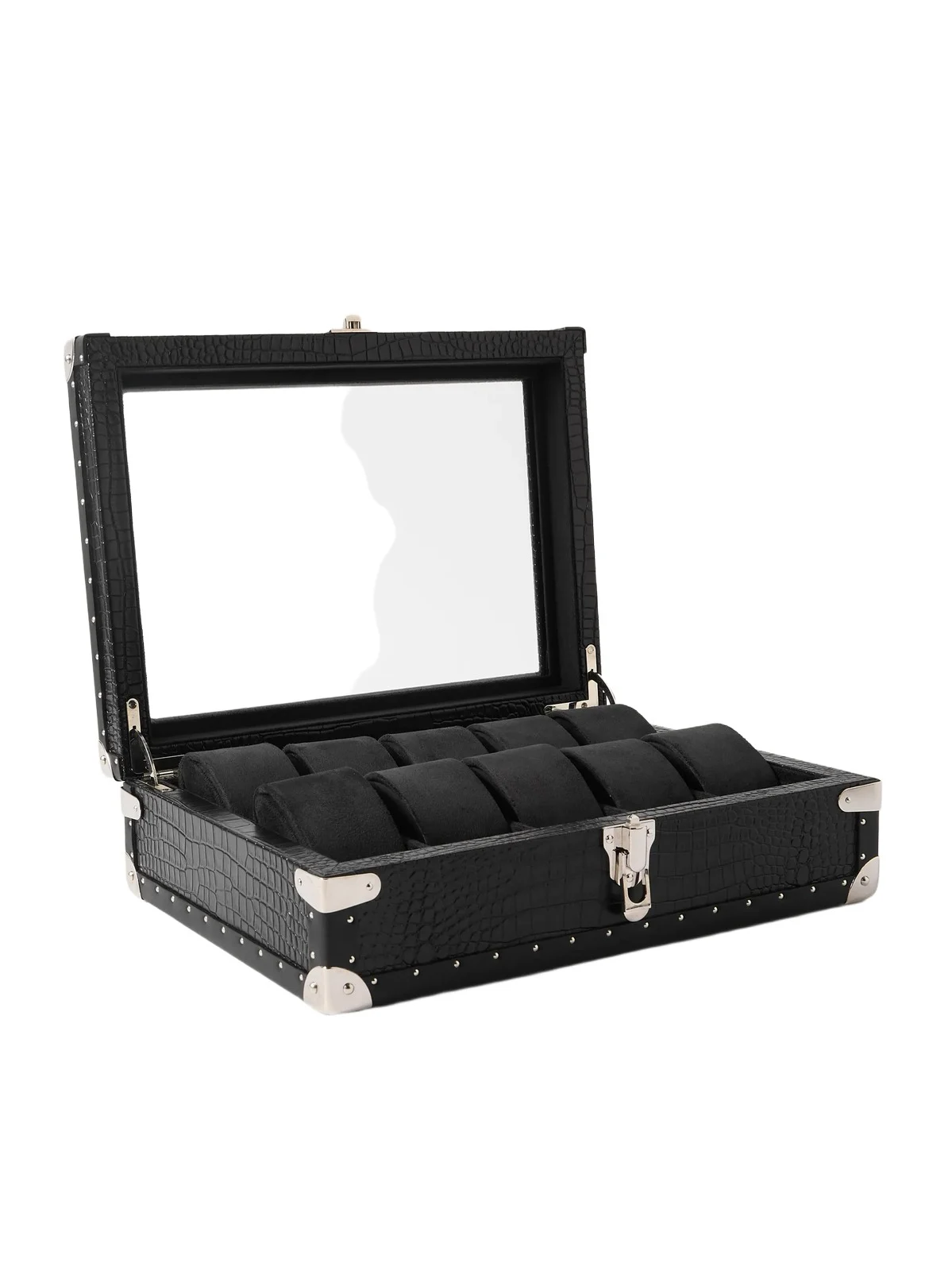 10-Piece Croc-Effect Leather Watch Box - Men 10-Piece Croc-Effect Leather Watch Box - Men