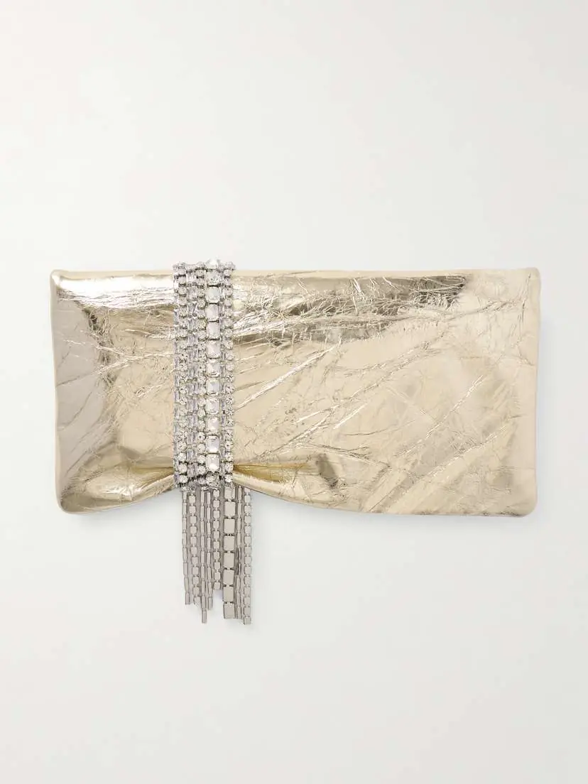 Jimmy Choo Zandra Embellished Metallic Crinkled-leather Clutch | Thumbnail 3 Jimmy Choo Zandra Embellished Metallic Crinkled-leather Clutch | Thumbnail 3
