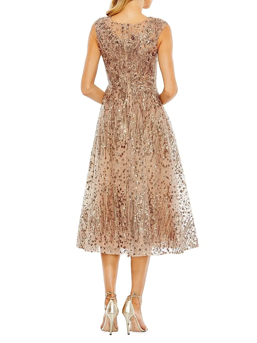 Mac Duggal Women's Sequined Cap-Sleeve Cocktail Dress - Bronze | Thumbnail 2 Mac Duggal Women's Sequined Cap-Sleeve Cocktail Dress - Bronze | Thumbnail 2