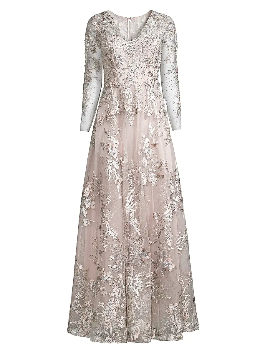 Mac Duggal Women's Embroidered Lace Gown - Vintage Lilac | Image 1 Mac Duggal Women's Embroidered Lace Gown - Vintage Lilac | Image 1