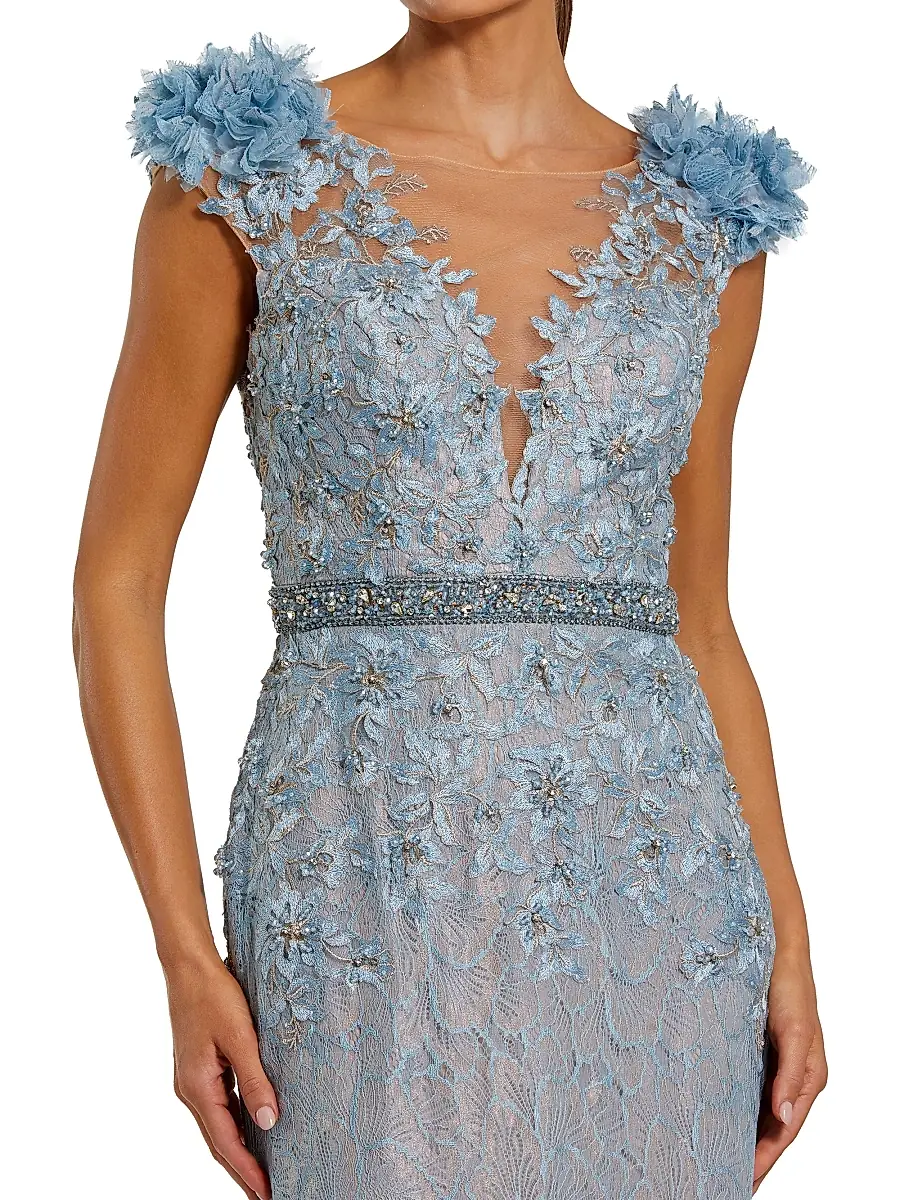 Mac Duggal Women's Beaded Lace Gown | Thumbnail 4 Mac Duggal Women's Beaded Lace Gown | Thumbnail 4