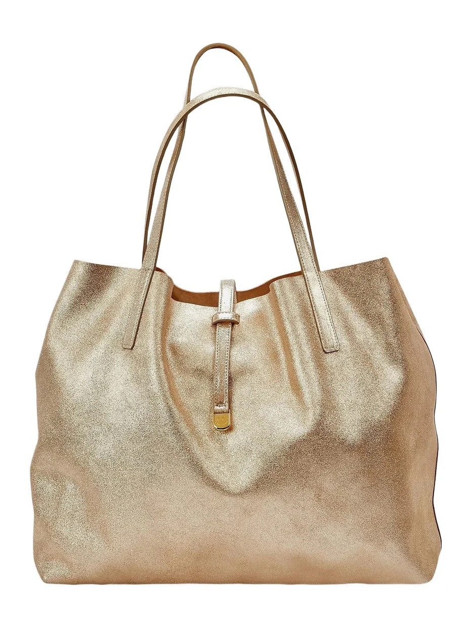GiGi New York Women's Luna Reversible Metallic Leather & Suede Handbag - Gold