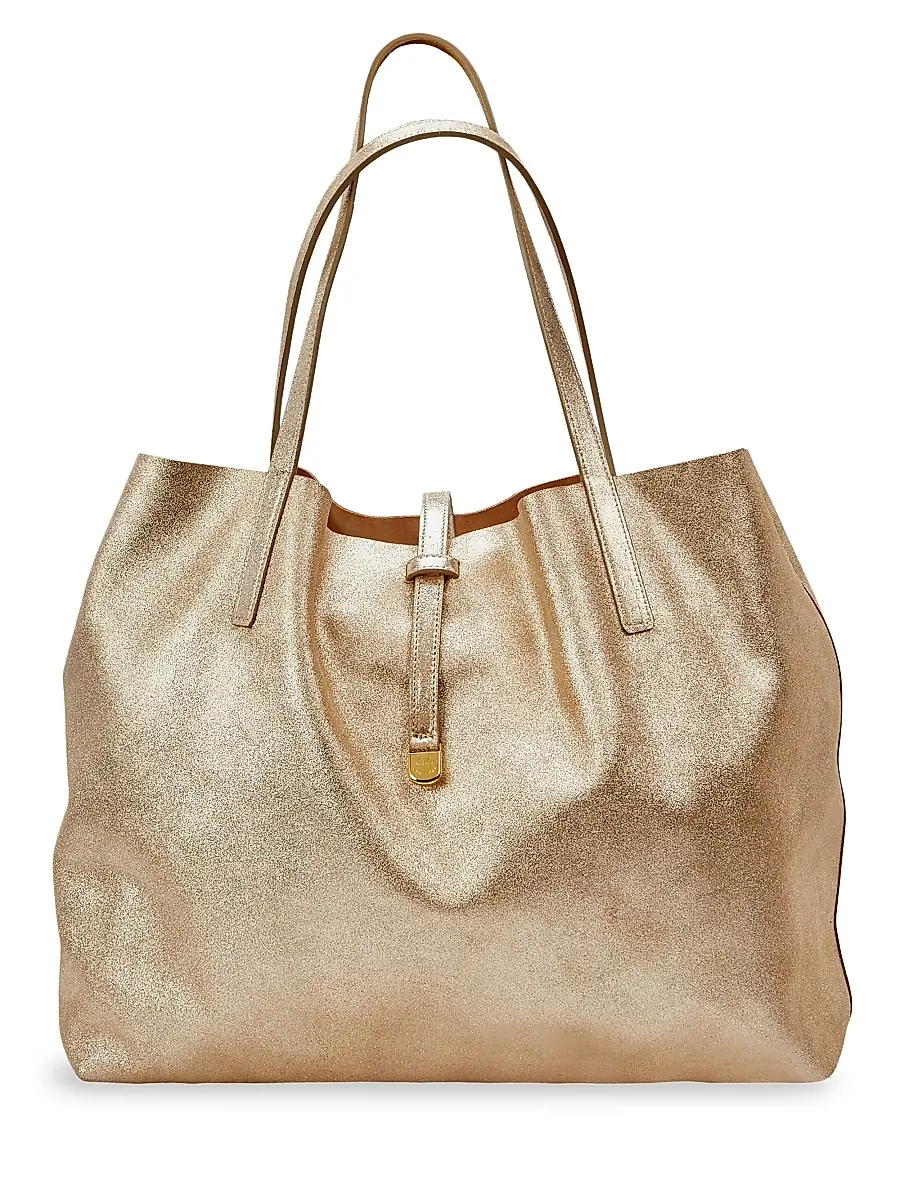 GiGi New York Women's Luna Reversible Metallic Leather & Suede Handbag - Gold | Image 1 GiGi New York Women's Luna Reversible Metallic Leather & Suede Handbag - Gold | Image 1