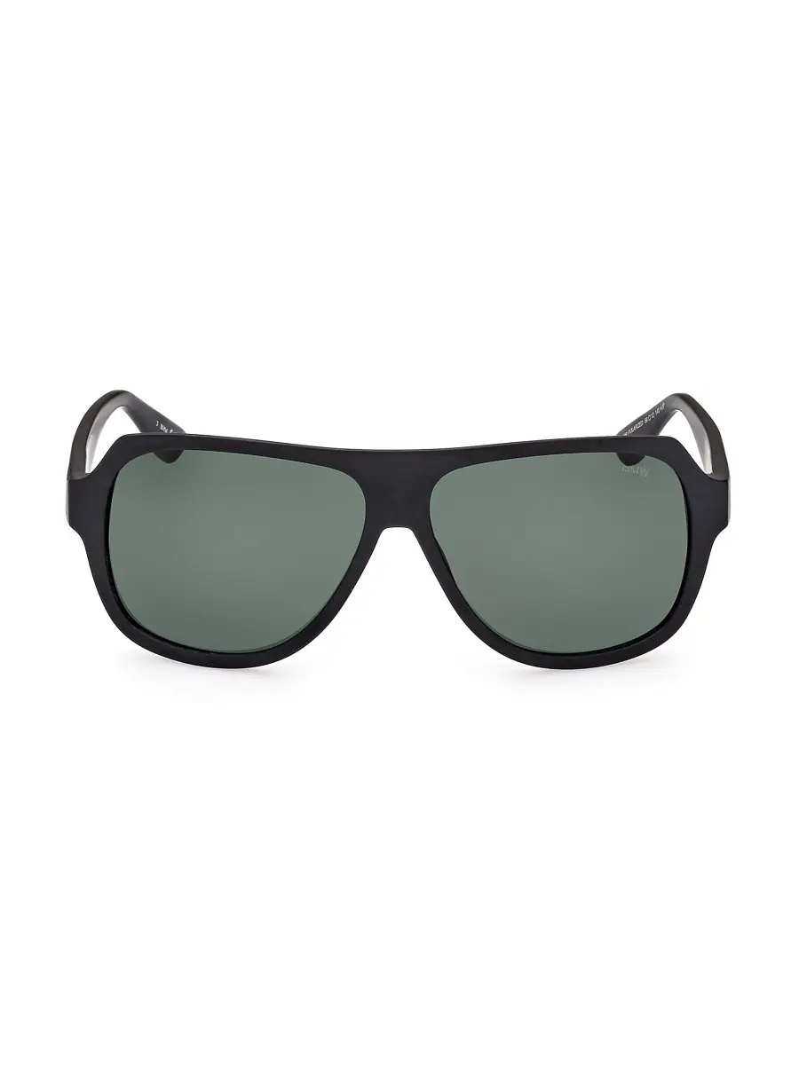 BMW Men's 59MM Pilot Sunglasses - Matte Black Green | Thumbnail 5 BMW Men's 59MM Pilot Sunglasses - Matte Black Green | Thumbnail 5