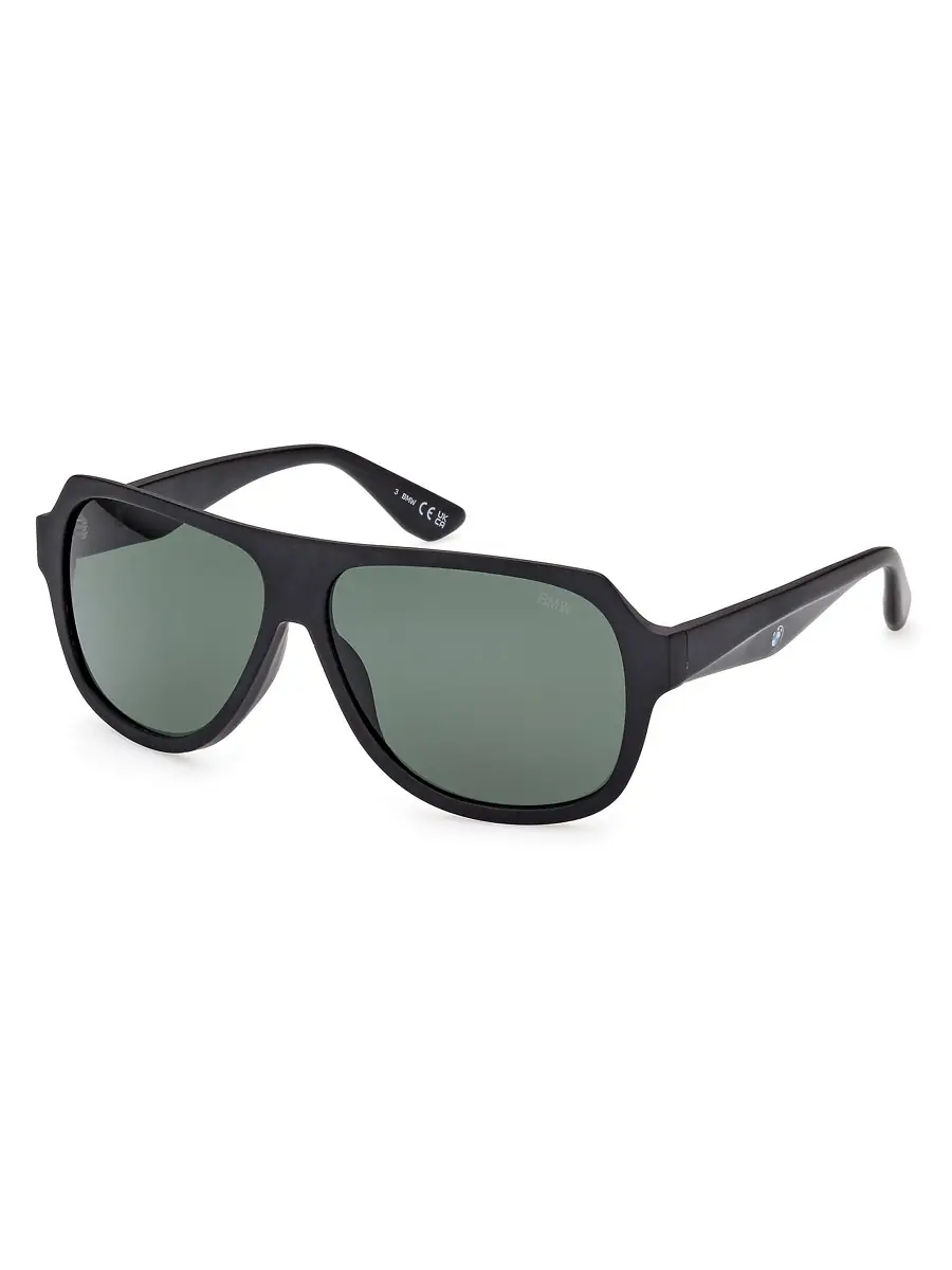 BMW Men's 59MM Pilot Sunglasses - Matte Black Green | Image 1 BMW Men's 59MM Pilot Sunglasses - Matte Black Green | Image 1