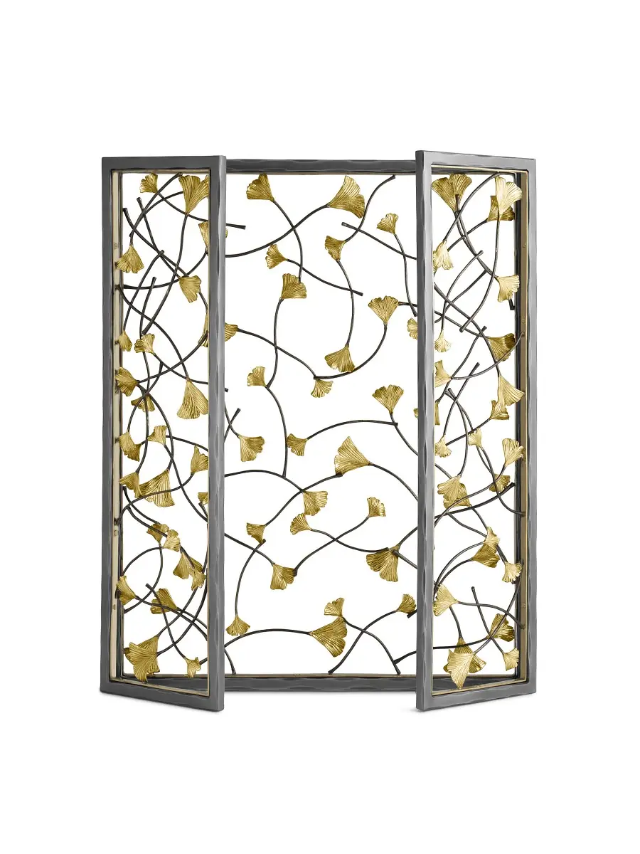 Michael Aram Golden Ginkgo Decorative Firescreen | Image 1 Michael Aram Golden Ginkgo Decorative Firescreen | Image 1