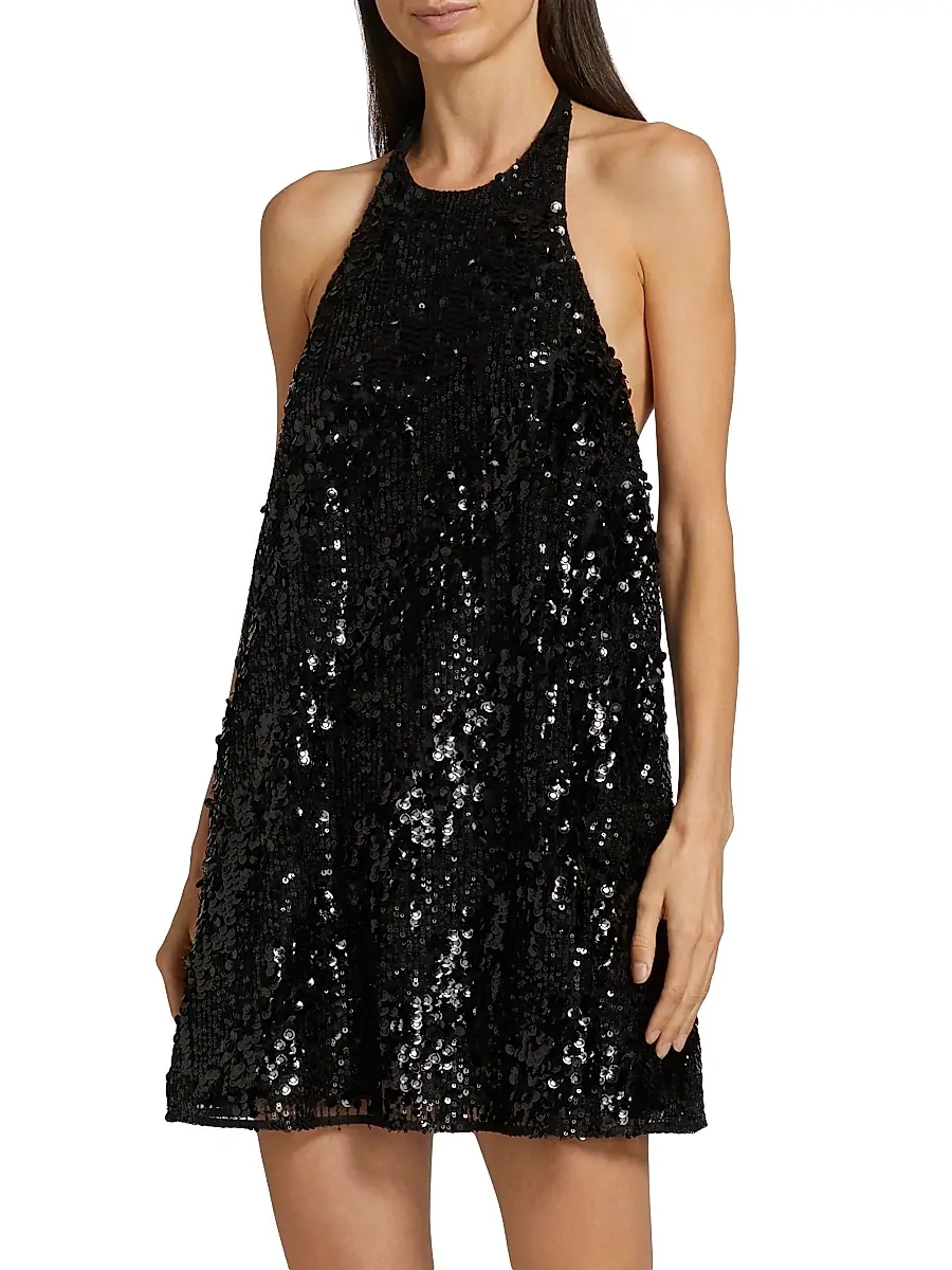 Azeeza Women's Winston Sequined Halter Minidress - Black | Thumbnail 3 Azeeza Women's Winston Sequined Halter Minidress - Black | Thumbnail 3