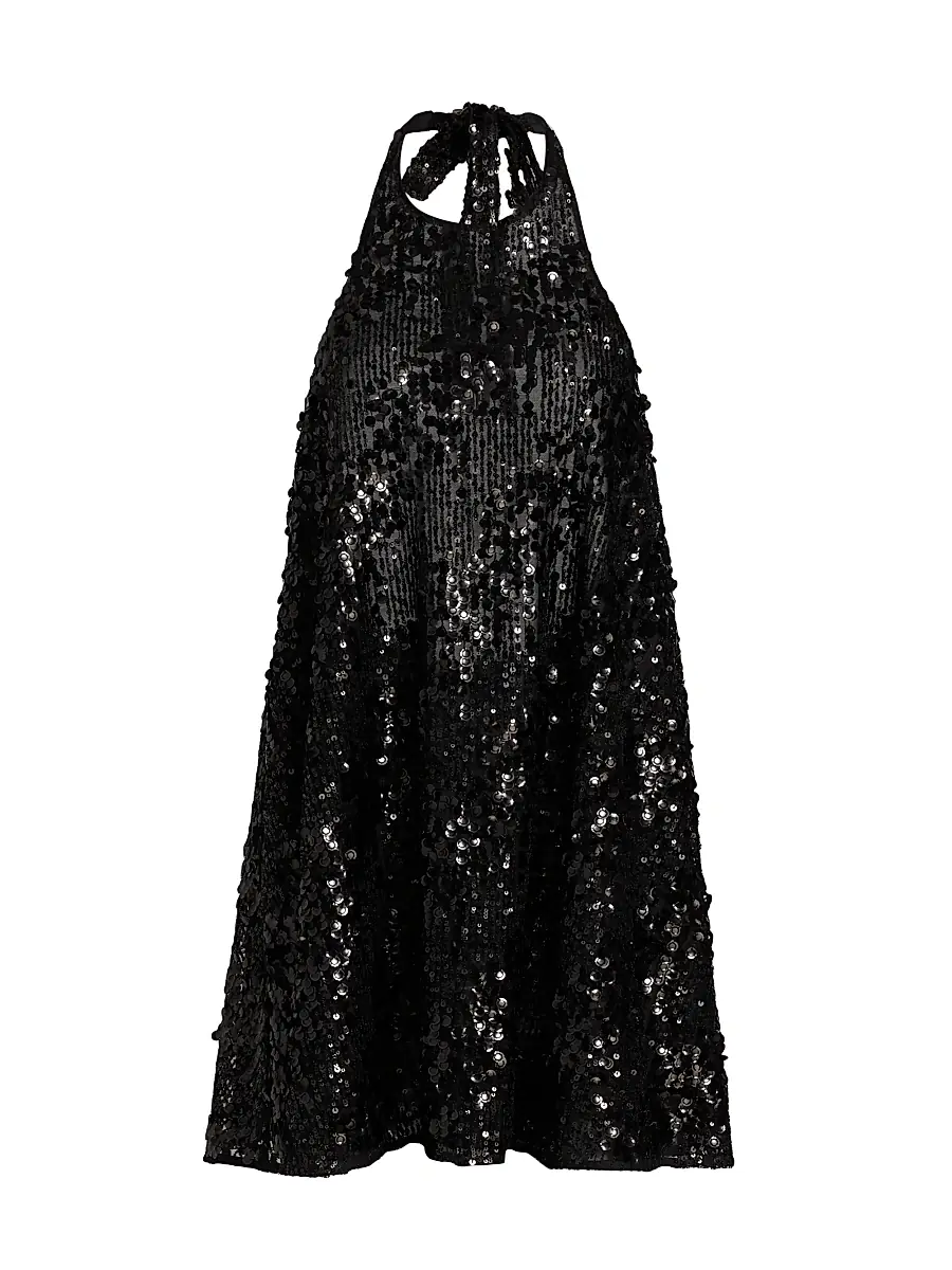 Women's Winston Sequined Halter Minidress - Black Women's Winston Sequined Halter Minidress - Black