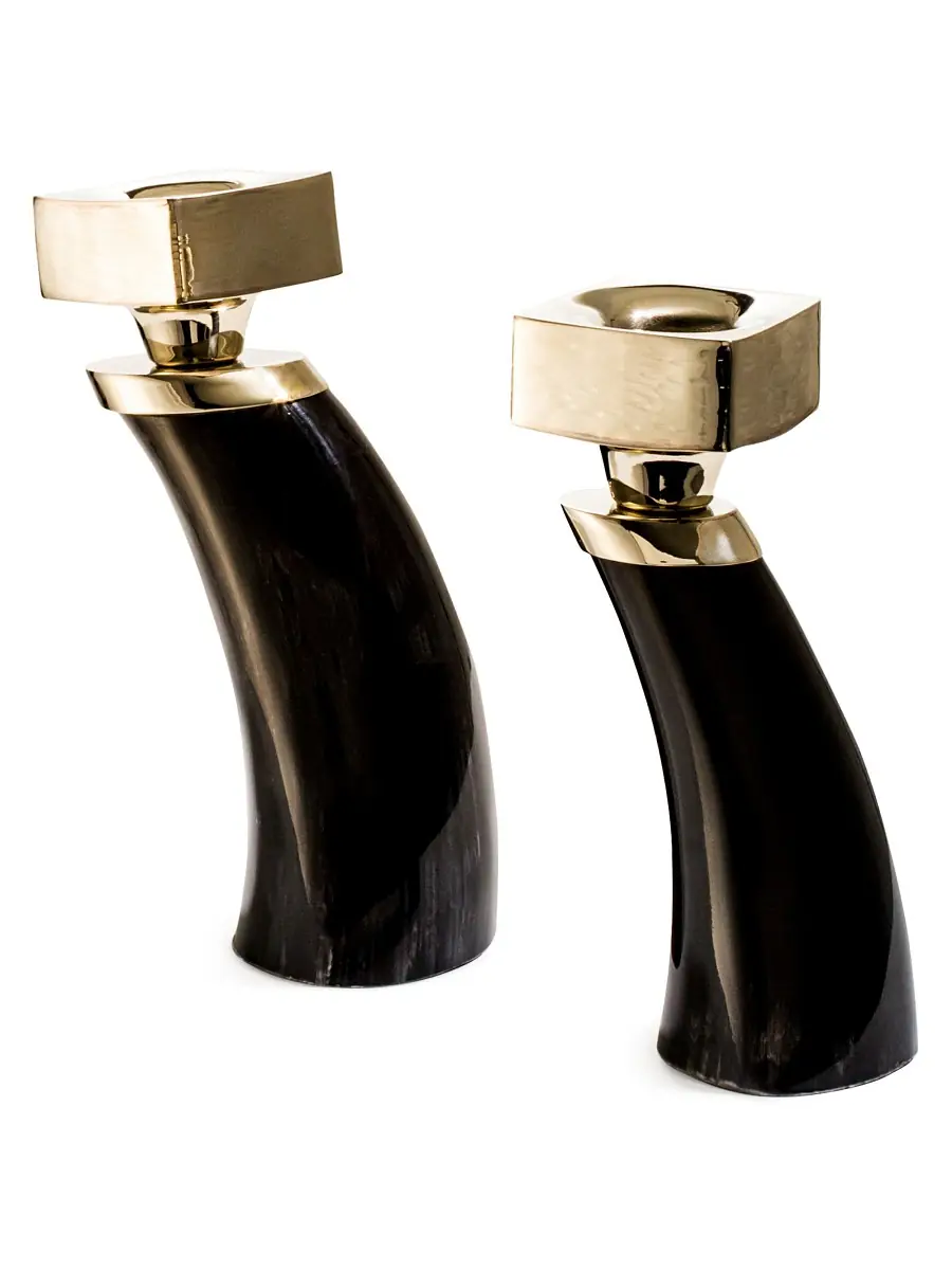 Ladorada Two-Piece Dark Horn Candle Holders | Thumbnail 2 Ladorada Two-Piece Dark Horn Candle Holders | Thumbnail 2