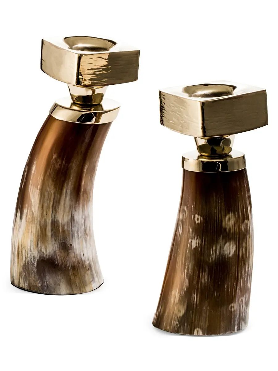 Ladorada Two-Piece Wood, Bull Horn & German Silver Candle Holders | Thumbnail 2 Ladorada Two-Piece Wood, Bull Horn & German Silver Candle Holders | Thumbnail 2