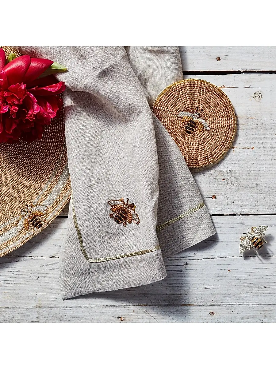 Joanna Buchanan Gold Trim Linen Dinner Napkins 2-Piece Set | Thumbnail 2 Joanna Buchanan Gold Trim Linen Dinner Napkins 2-Piece Set | Thumbnail 2