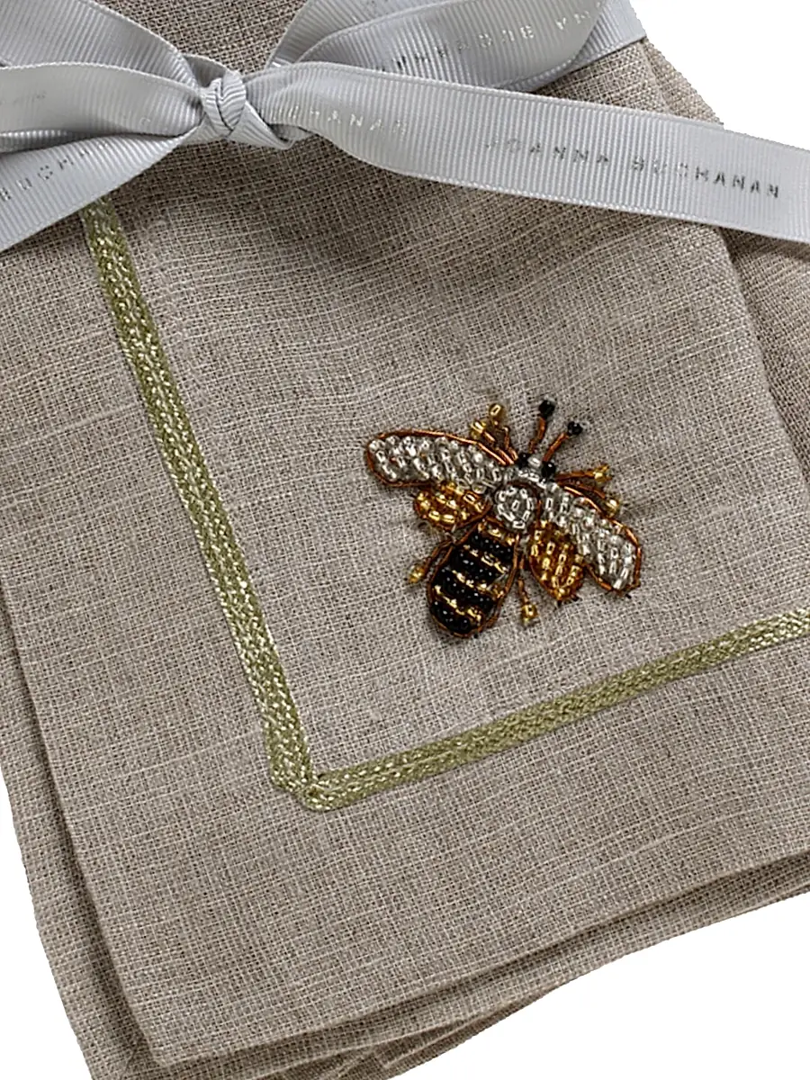 Joanna Buchanan Gold Trim Linen Dinner Napkins 2-Piece Set | Thumbnail 4 Joanna Buchanan Gold Trim Linen Dinner Napkins 2-Piece Set | Thumbnail 4