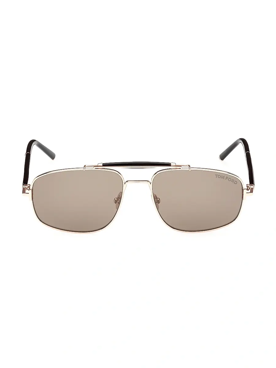 TOM FORD Men's 57MM Navigator Sunglasses - Rose Gold Amber Mirror | Thumbnail 2 TOM FORD Men's 57MM Navigator Sunglasses - Rose Gold Amber Mirror | Thumbnail 2