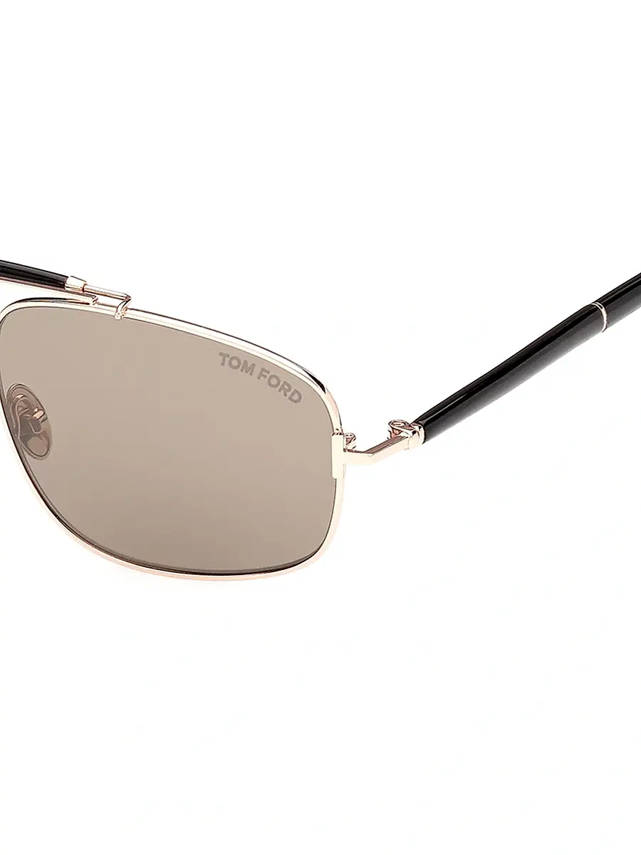 TOM FORD Men's 57MM Navigator Sunglasses - Rose Gold Amber Mirror | Thumbnail 3 TOM FORD Men's 57MM Navigator Sunglasses - Rose Gold Amber Mirror | Thumbnail 3