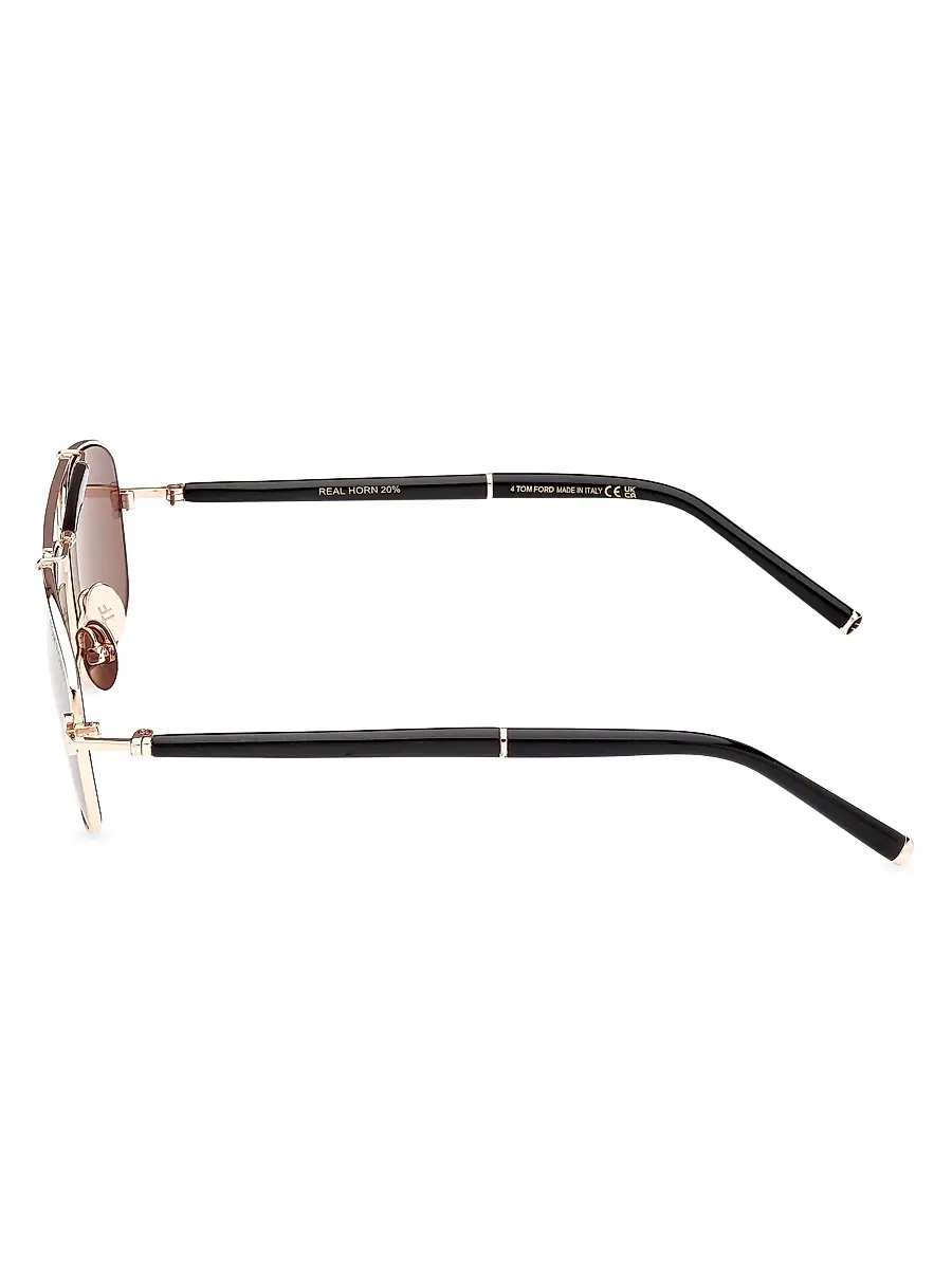 TOM FORD Men's 57MM Navigator Sunglasses - Rose Gold Amber Mirror | Thumbnail 4 TOM FORD Men's 57MM Navigator Sunglasses - Rose Gold Amber Mirror | Thumbnail 4