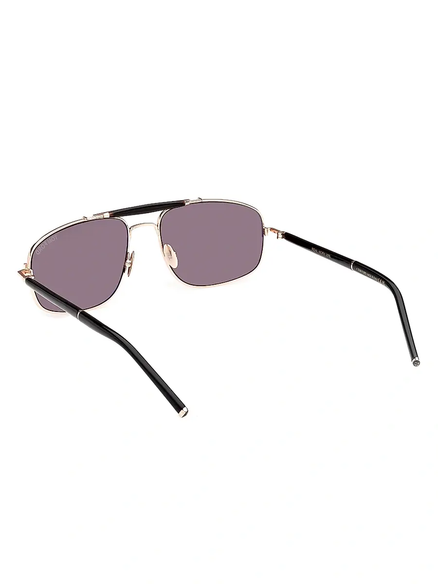 TOM FORD Men's 57MM Navigator Sunglasses - Rose Gold Amber Mirror | Thumbnail 5 TOM FORD Men's 57MM Navigator Sunglasses - Rose Gold Amber Mirror | Thumbnail 5