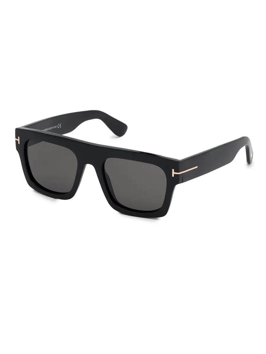 Men's Fausto 53MM Square Sunglasses - Shiny Black Smoke Men's Fausto 53MM Square Sunglasses - Shiny Black Smoke