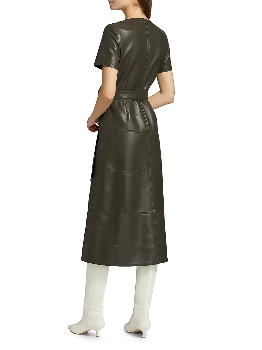 TANYA TAYLOR Women's Ella Faux Leather Belted Midi-Dress | Thumbnail 5 TANYA TAYLOR Women's Ella Faux Leather Belted Midi-Dress | Thumbnail 5