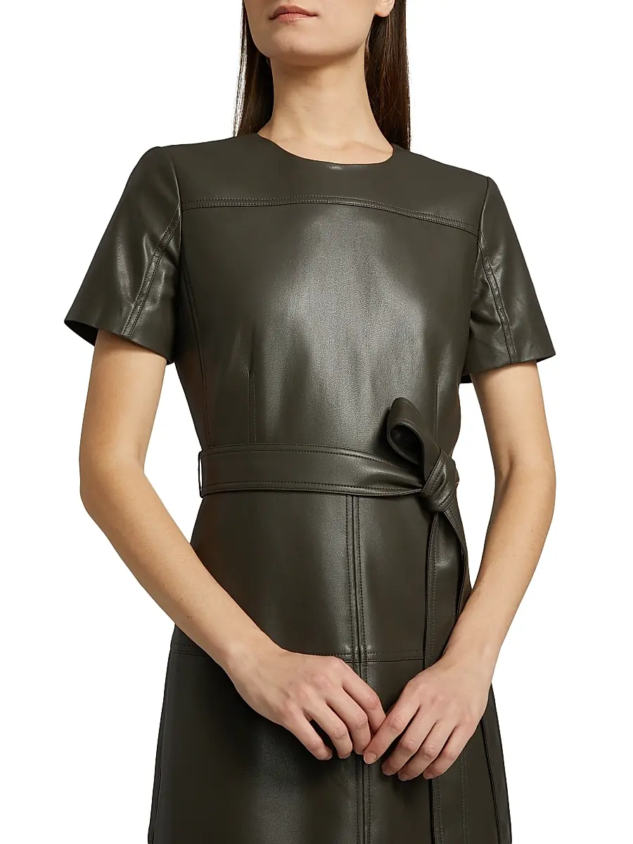 TANYA TAYLOR Women's Ella Faux Leather Belted Midi-Dress | Thumbnail 6 TANYA TAYLOR Women's Ella Faux Leather Belted Midi-Dress | Thumbnail 6