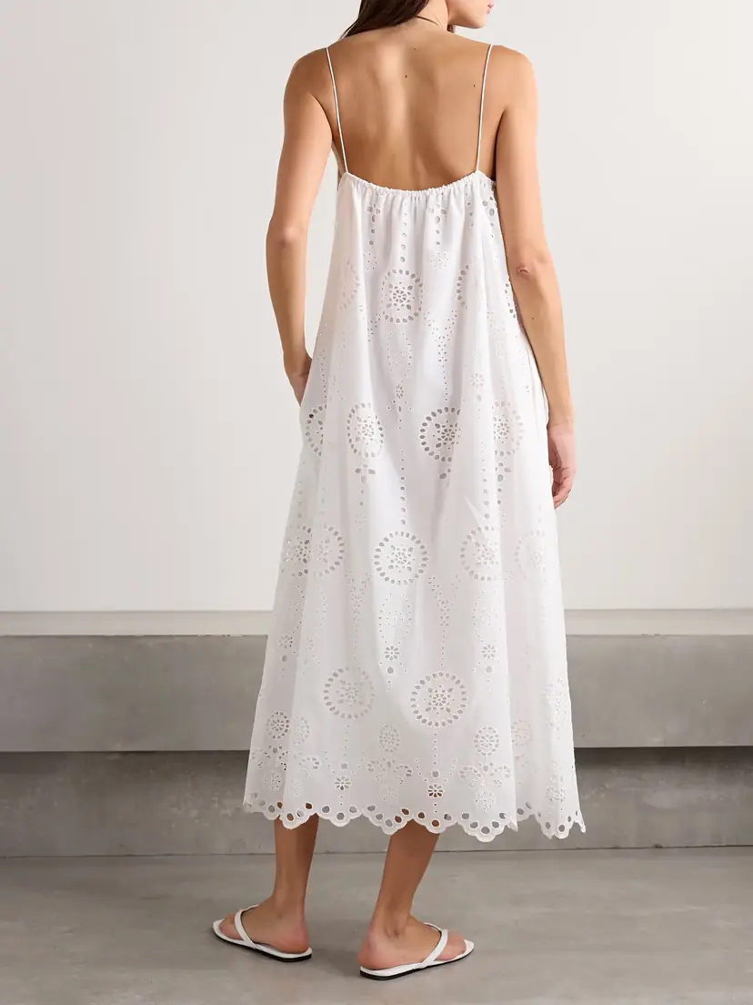 Matteau Tie-detailed Scalloped Broderie Anglaise Cotton Midi Dress | Thumbnail 3 Matteau Tie-detailed Scalloped Broderie Anglaise Cotton Midi Dress | Thumbnail 3