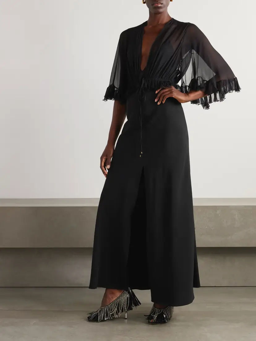 Chloé Ruffled Silk-crepon And Crepe Maxi Dress | Thumbnail 2