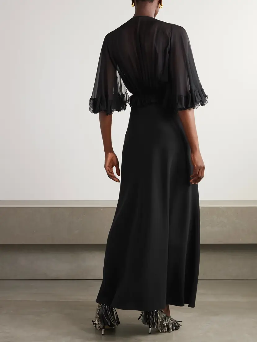 Chloé Ruffled Silk-crepon And Crepe Maxi Dress | Thumbnail 3