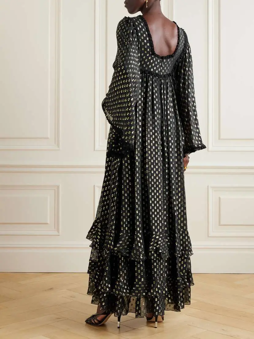 Chloé Lace-trimmed Fil Coupé Silk-blend Chiffon Gown | Thumbnail 3 Chloé Lace-trimmed Fil Coupé Silk-blend Chiffon Gown | Thumbnail 3