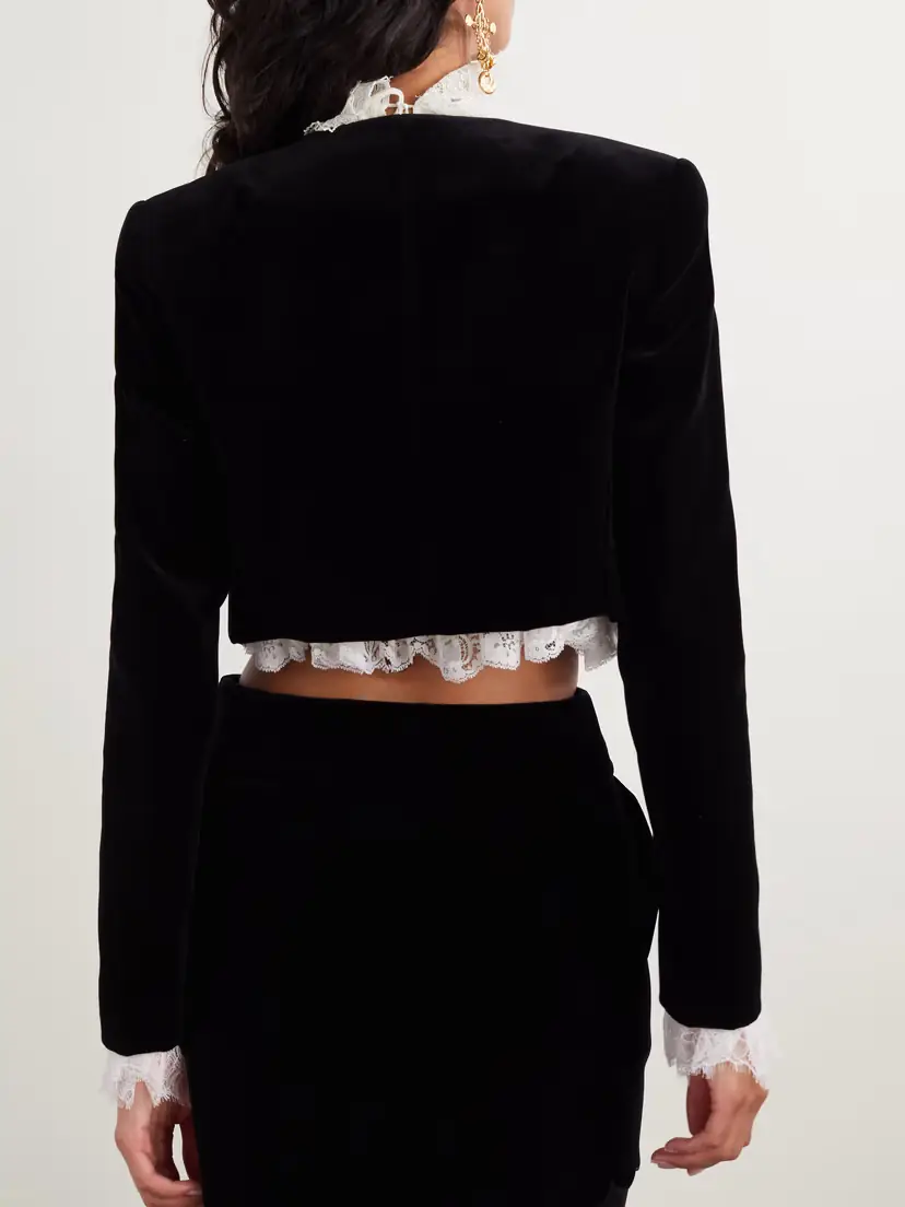 Chloé Cropped Scalloped Silk-velour Jacket | Thumbnail 3