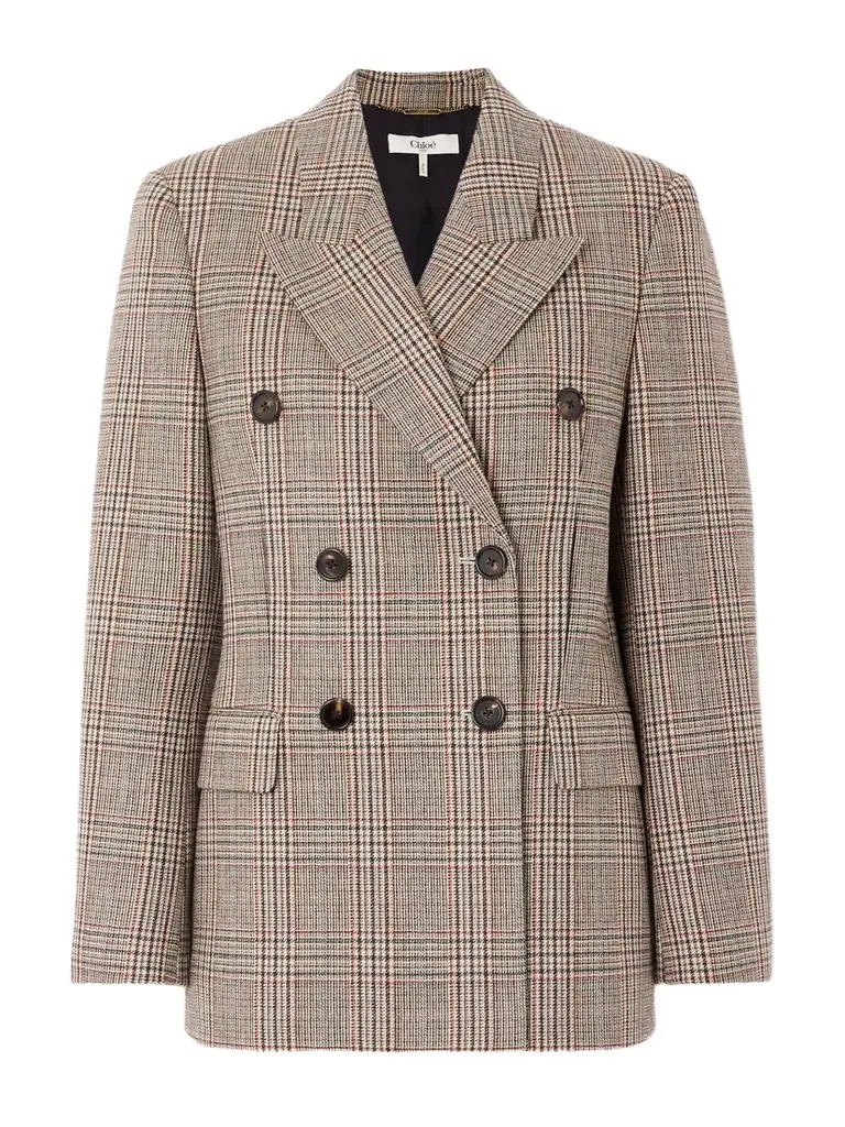 Chloé Double-breasted Checked Wool-blend Blazer | Thumbnail 1 Chloé Double-breasted Checked Wool-blend Blazer | Thumbnail 1
