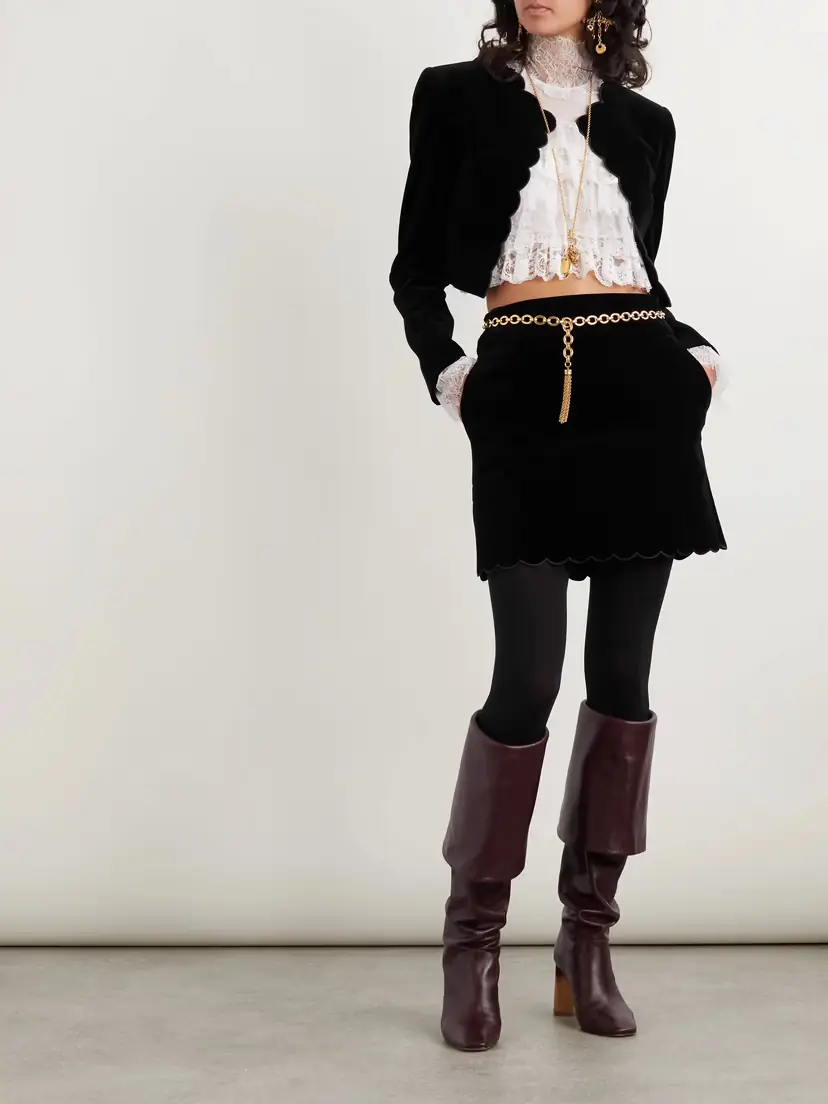 Chloé Scalloped Velvet Mini Skirt | Thumbnail 2
