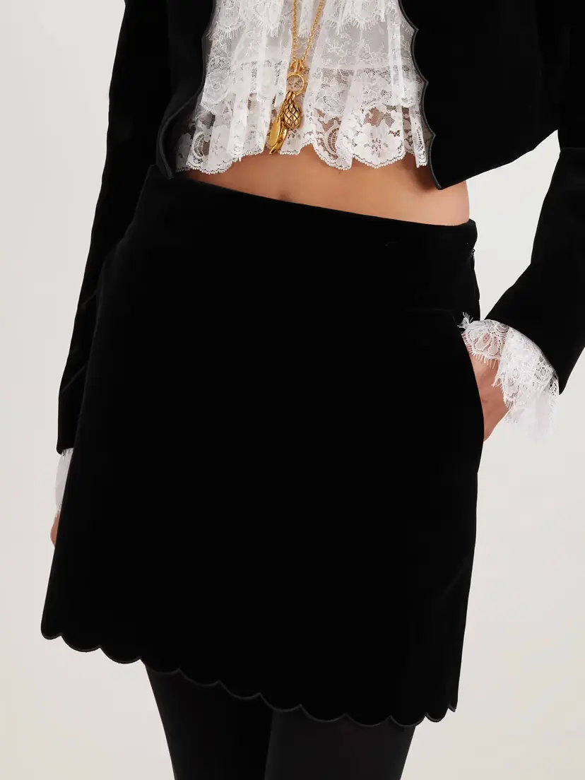 Chloé Scalloped Velvet Mini Skirt | Thumbnail 3