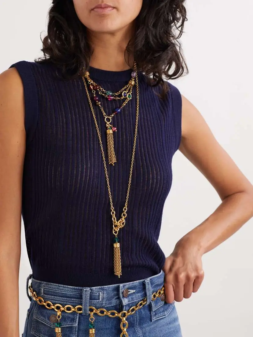 Chloé Bead-embellished Tassel Gold-tone Necklace | Thumbnail 5 Chloé Bead-embellished Tassel Gold-tone Necklace | Thumbnail 5