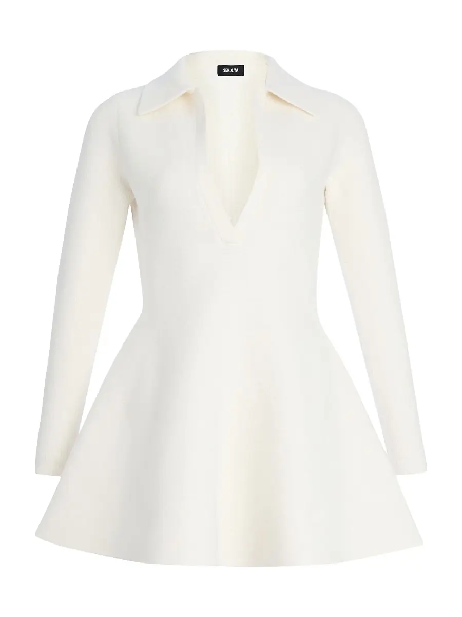 SEROYA Women's Clara Knit Mini Dress - Eggshell | Thumbnail 4 SEROYA Women's Clara Knit Mini Dress - Eggshell | Thumbnail 4