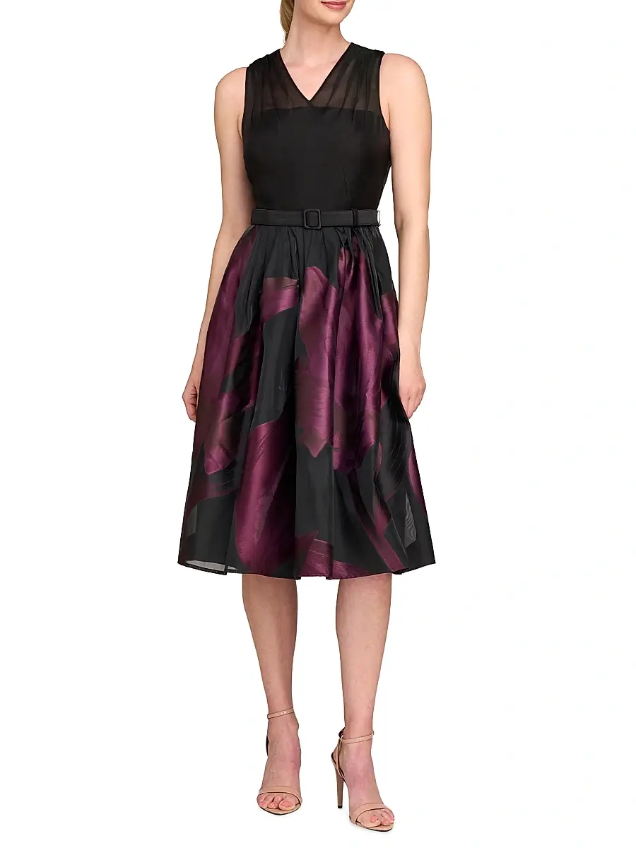 Kay Unger Women's Ellis Floral Jacquard Organza Cocktail Dress | Thumbnail 2 Kay Unger Women's Ellis Floral Jacquard Organza Cocktail Dress | Thumbnail 2